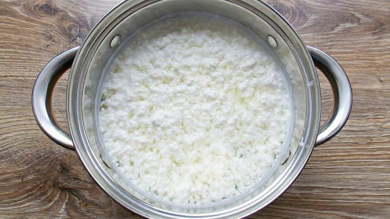 curdled milk in stockpot