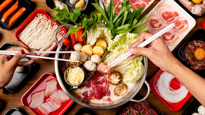 Ingredients in hot pot