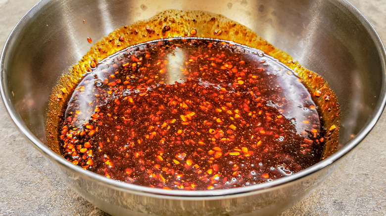 marinade in metal bowl