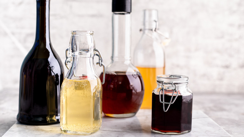 various bottles of vinegar