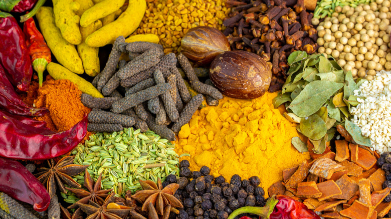 various whole and ground spices