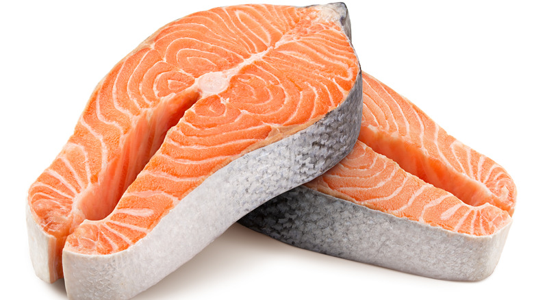 whole salmon steaks with skin