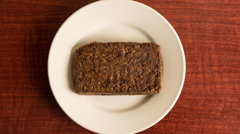 Close up of scrapple on a white plate