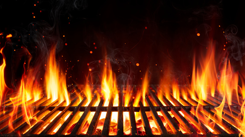 grill with flames