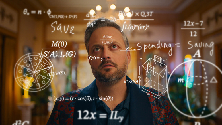 Nate Bargatze surrounded by math equations