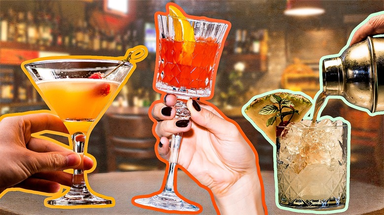 various cocktails being made
