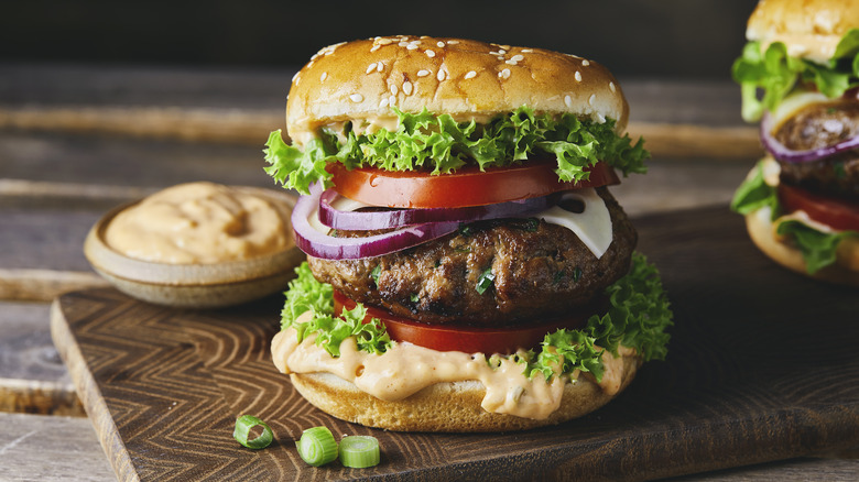 A burger with toppings