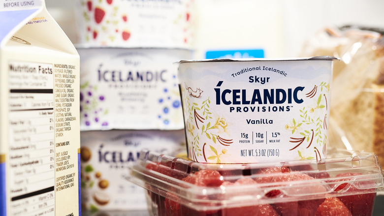 Yogurt containers in refridgerator