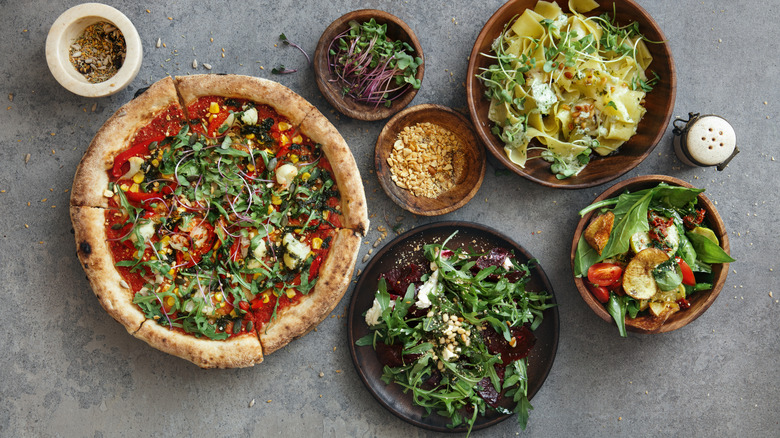 Salad on pizza