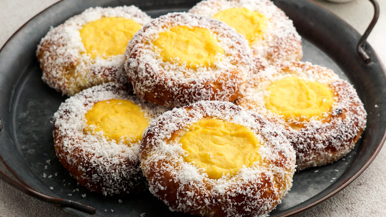 Skolebrød stacked in metal pan