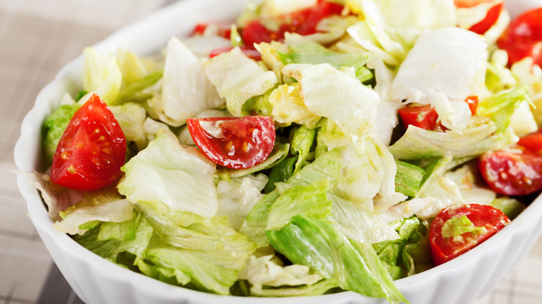 Iceberg lettuce salad with cherry tomatoes