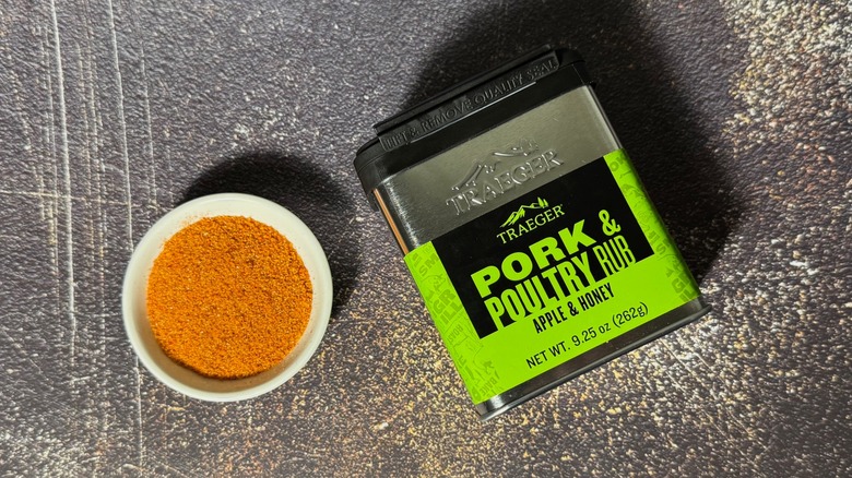 Bowl of BBQ seasoning and product container