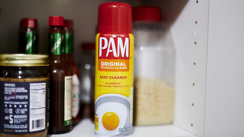 Pam cooking spray in a pantry