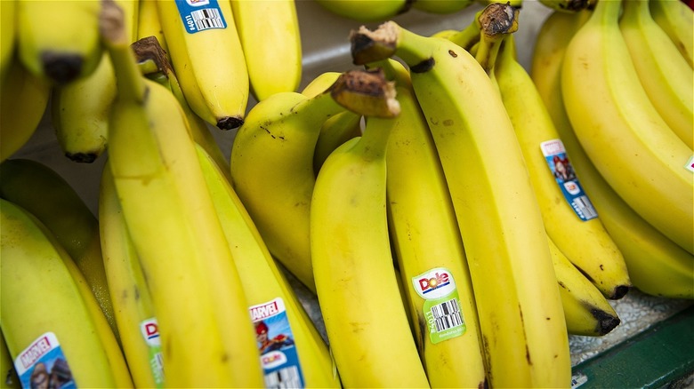 Some hands of green bananas
