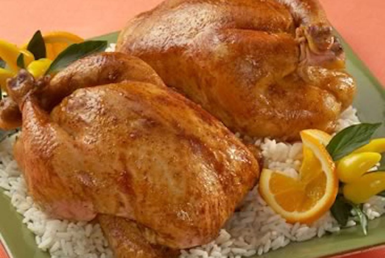 Orange ginger glazed cornish hens
