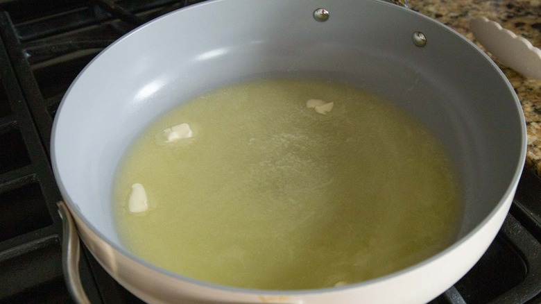 Butter melting in pan