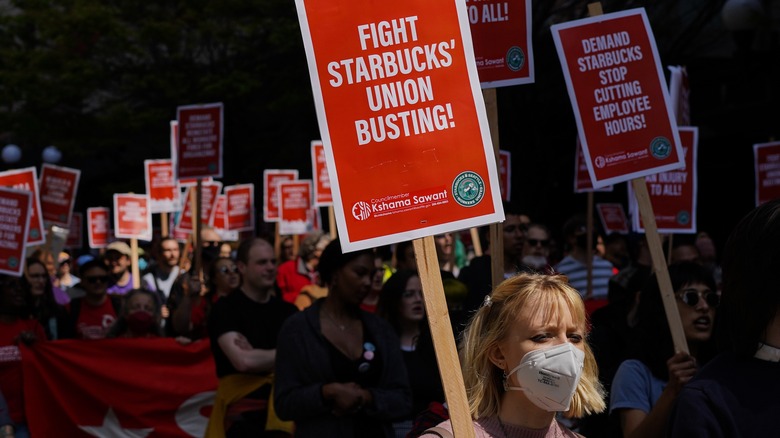 Starbucks union-busting protest