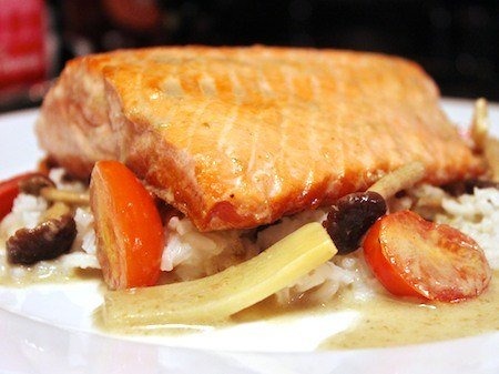 Salmon with Green Curry Sauce