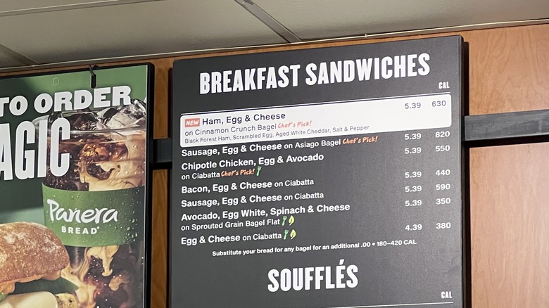 Panera breakfast menu