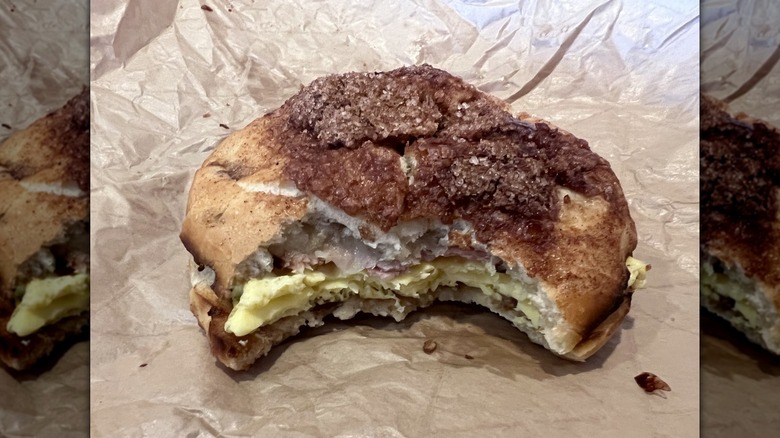 bitten bagel sandwich