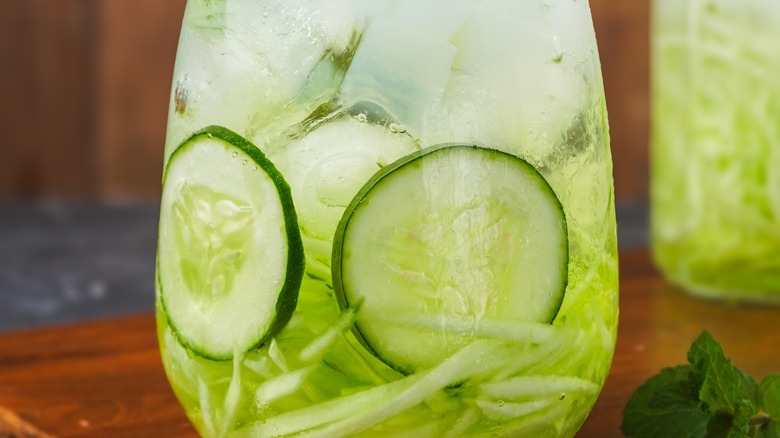 Close up cucumber ice drink