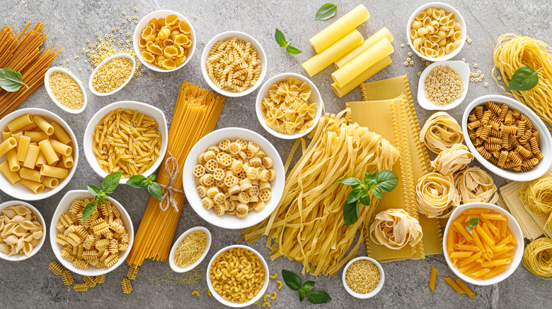 Various types of pasta