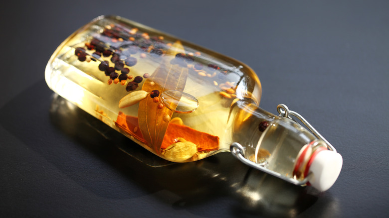Bottle of infused gin
