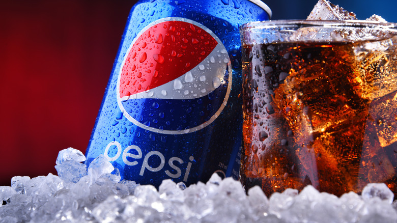 Can and glass of Pepsi