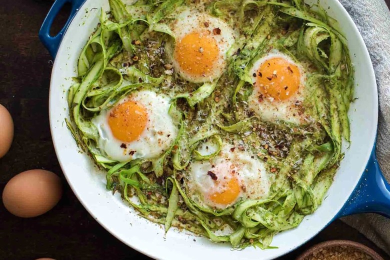 Pesto Asparagus Egg Skillet