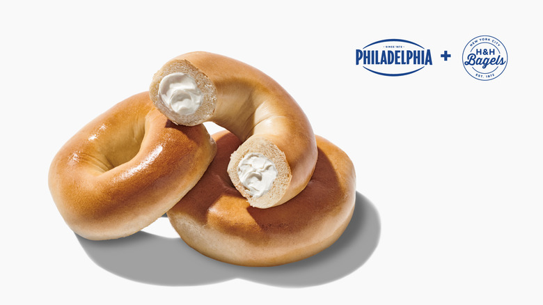 Cream cheese stuffed bagel