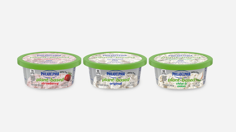 three flavors of vegan Philadelphia cream cheese 
