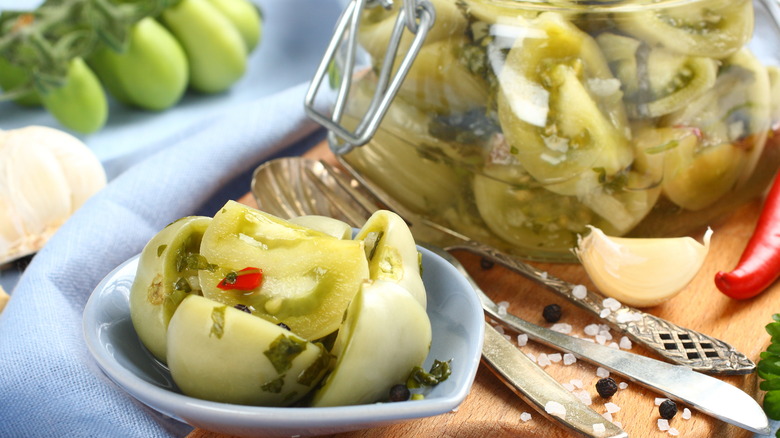 Pickled green tomatoes