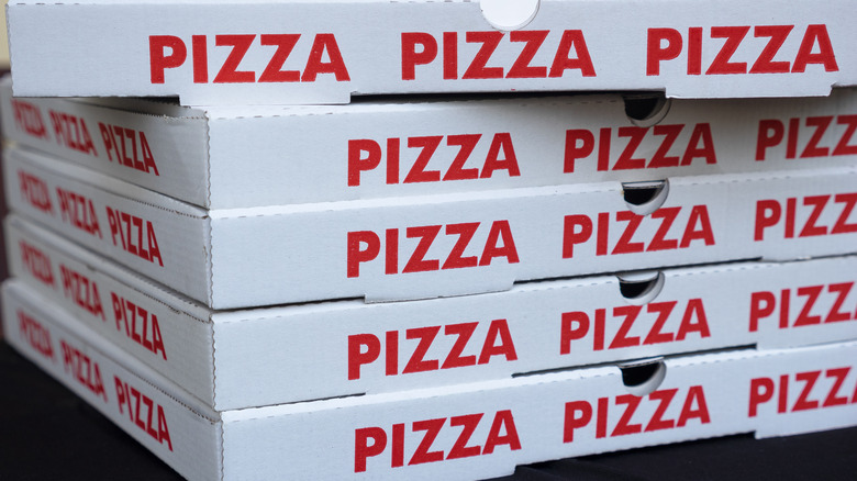 Stack of pizza boxes