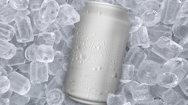 Beverage can on ice