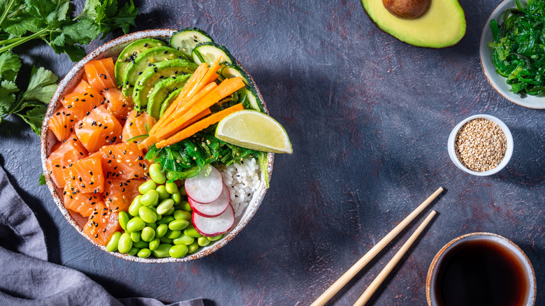 poke bowl with salmon