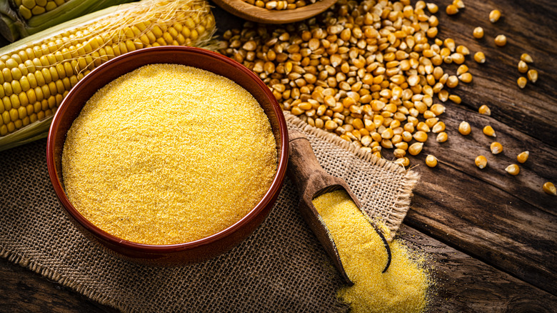 bowl of yellow cornmeal