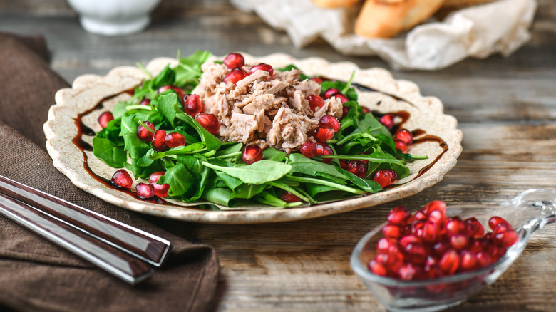 Tuna salad with pomegranate seeds