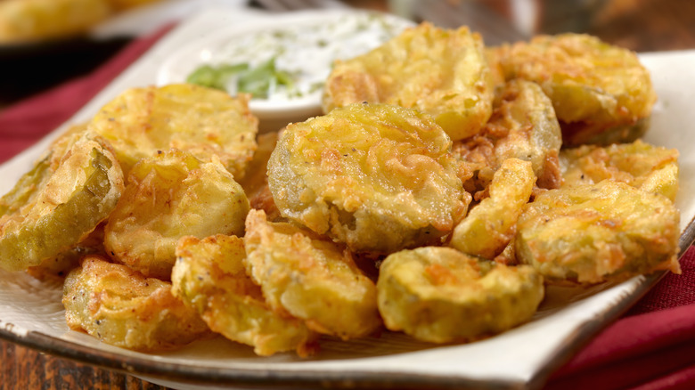 Fried pickles on a plate