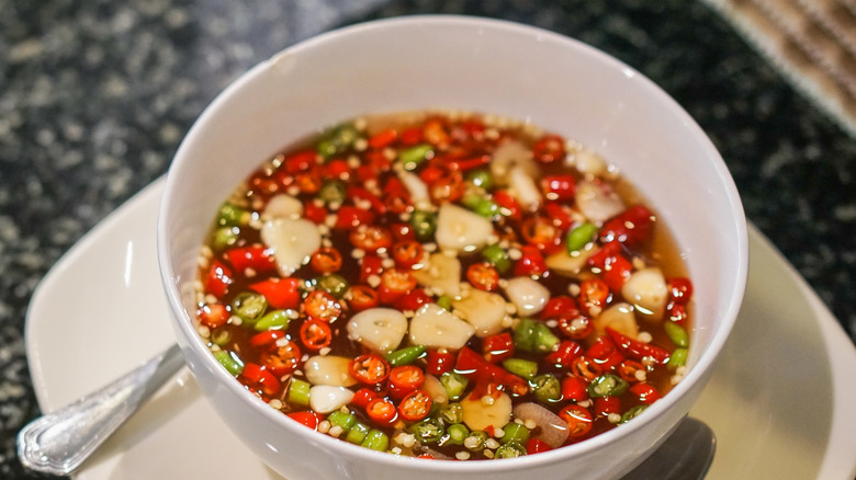 A bowl of prik nam pla