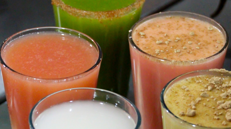 Glasses of pulque curado
