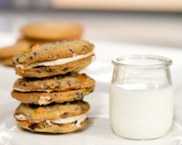 Pumpkin Spice Chocolate Chip Sandwich Cookies