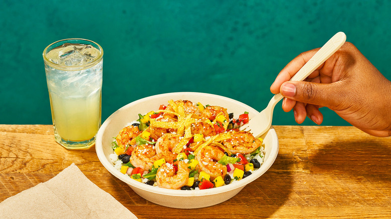 Qdoba Mango Shrimp bowl