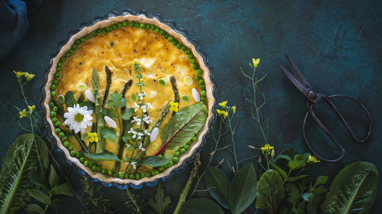 Quiche Lorraine with floral design