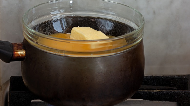 butter being melted in a water bath
