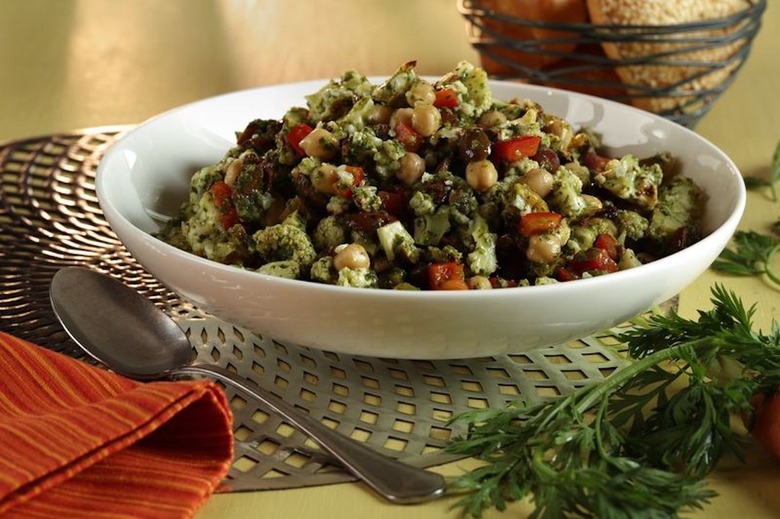 Cauliflower 'Couscous' Salad With Pickled Apricots and Carrot Top Salsa Verde