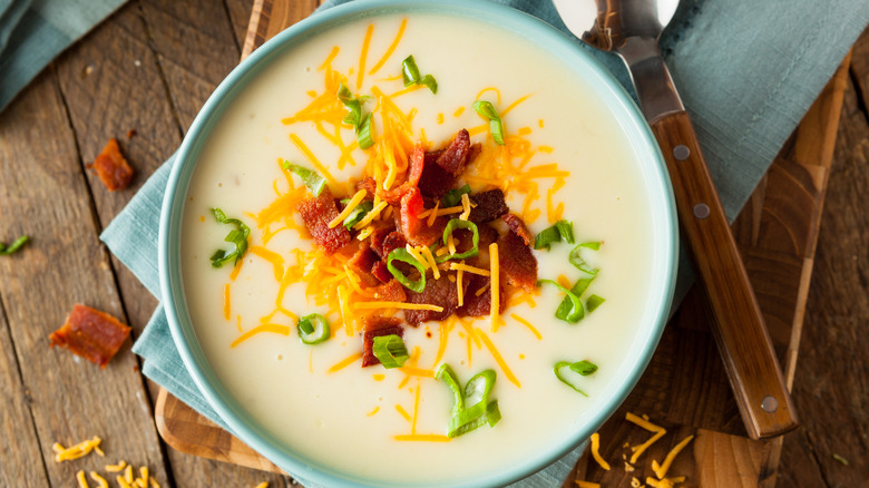 Potato soup on the table