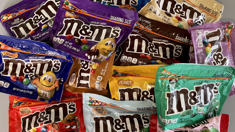 Lots of bags of M&M's