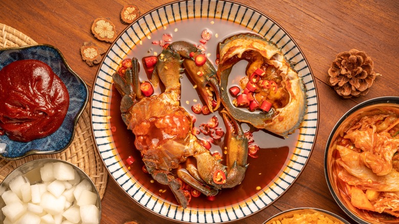 Ganjang gejang on wood table
