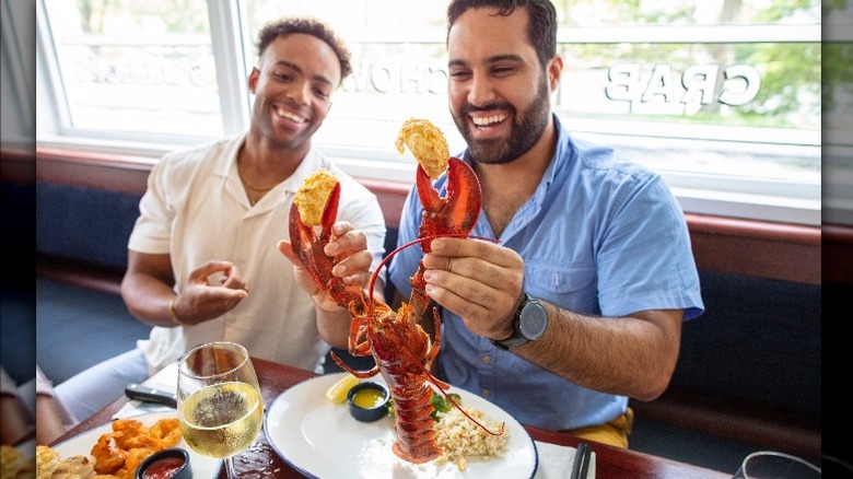 Lobster with shrimp in claws