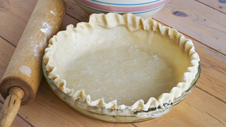 pie dough in baking dish